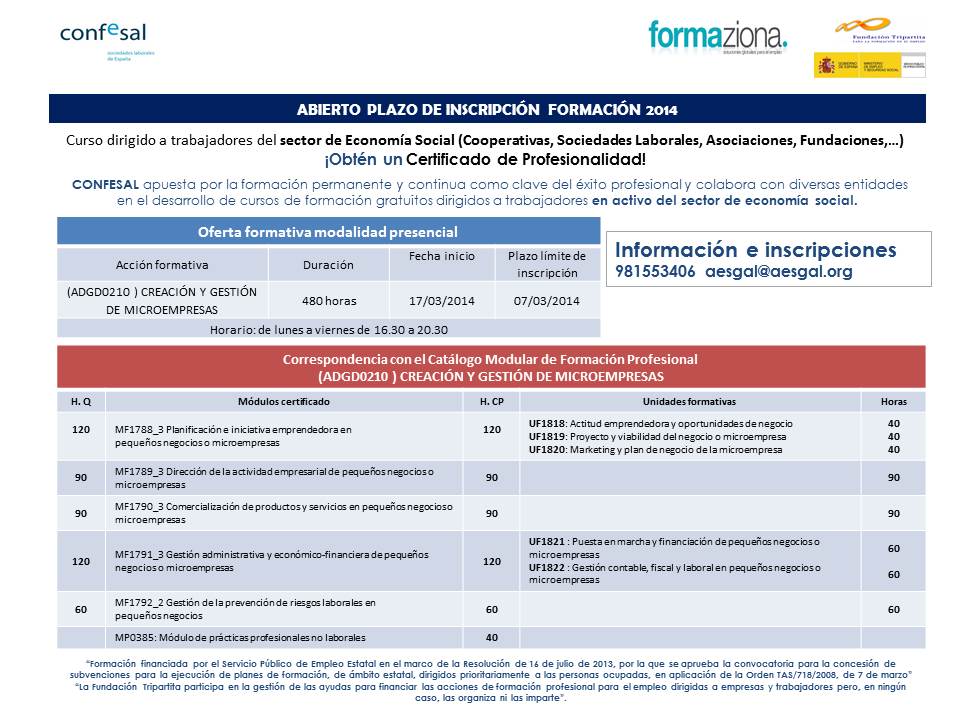 Curso Creación y gestión microempresas